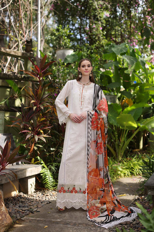 Noor by Saadia Asad | Luxury Chikankari Lawn24 | D6-B White Laser - Ladies Clothes - Maria Faisal