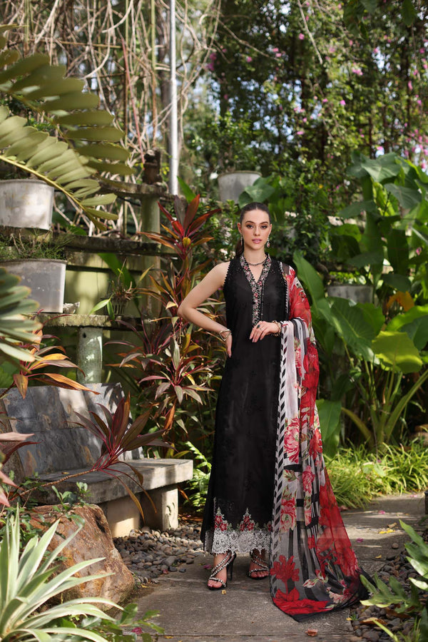 Noor by Saadia Asad | Luxury Chikankari Lawn24 | D6-A Black Laser - Ladies Clothes - Maria Faisal
