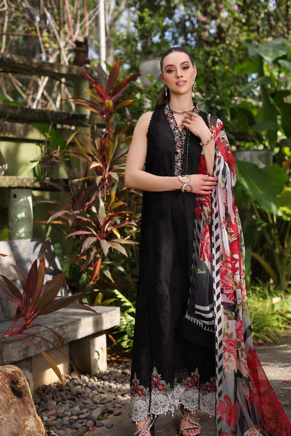 Noor by Saadia Asad | Luxury Chikankari Lawn24 | D6-A Black Laser - Ladies Clothes - Maria Faisal