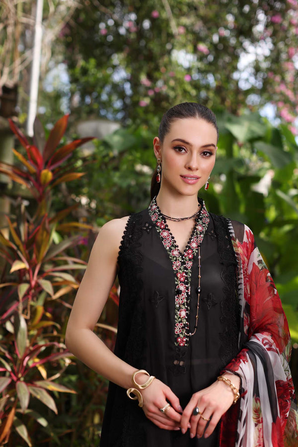Noor by Saadia Asad | Luxury Chikankari Lawn24 | D6-A Black Laser - Ladies Clothes - Maria Faisal