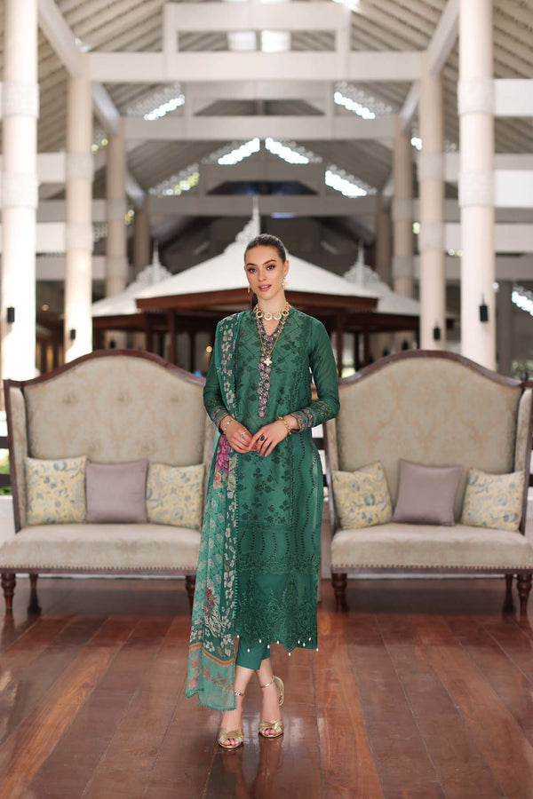 Noor by Saadia Asad | Luxury Chikankari Lawn24 | D4-A Green Laser - Ladies Clothes - Maria Faisal
