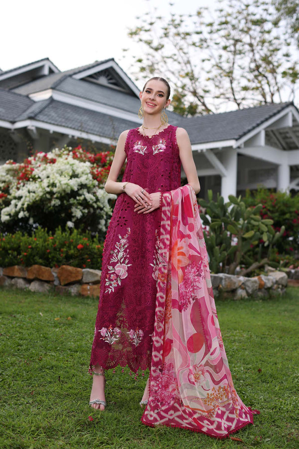 Noor by Saadia Asad | Luxury Chikankari Lawn24 | D10-A FUCHIA - Ladies Clothes - Maria Faisal