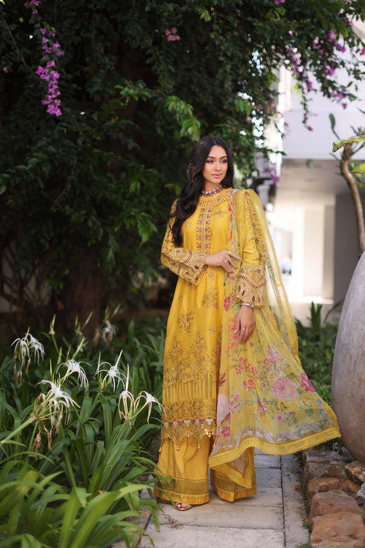 Noor by Saadia Asad | Luxury Chikankari Lawn24 | D8-B Mustard - Ladies Clothes - Maria Faisal