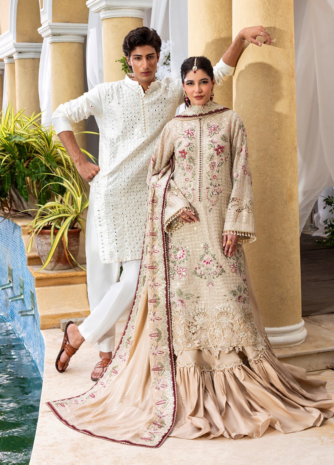 Sahane | Haye Dil Wedding Formals | CT 29004 Veil of Romance - is Beige dress from Sahane - Ladies Clothes - Maria Faisal