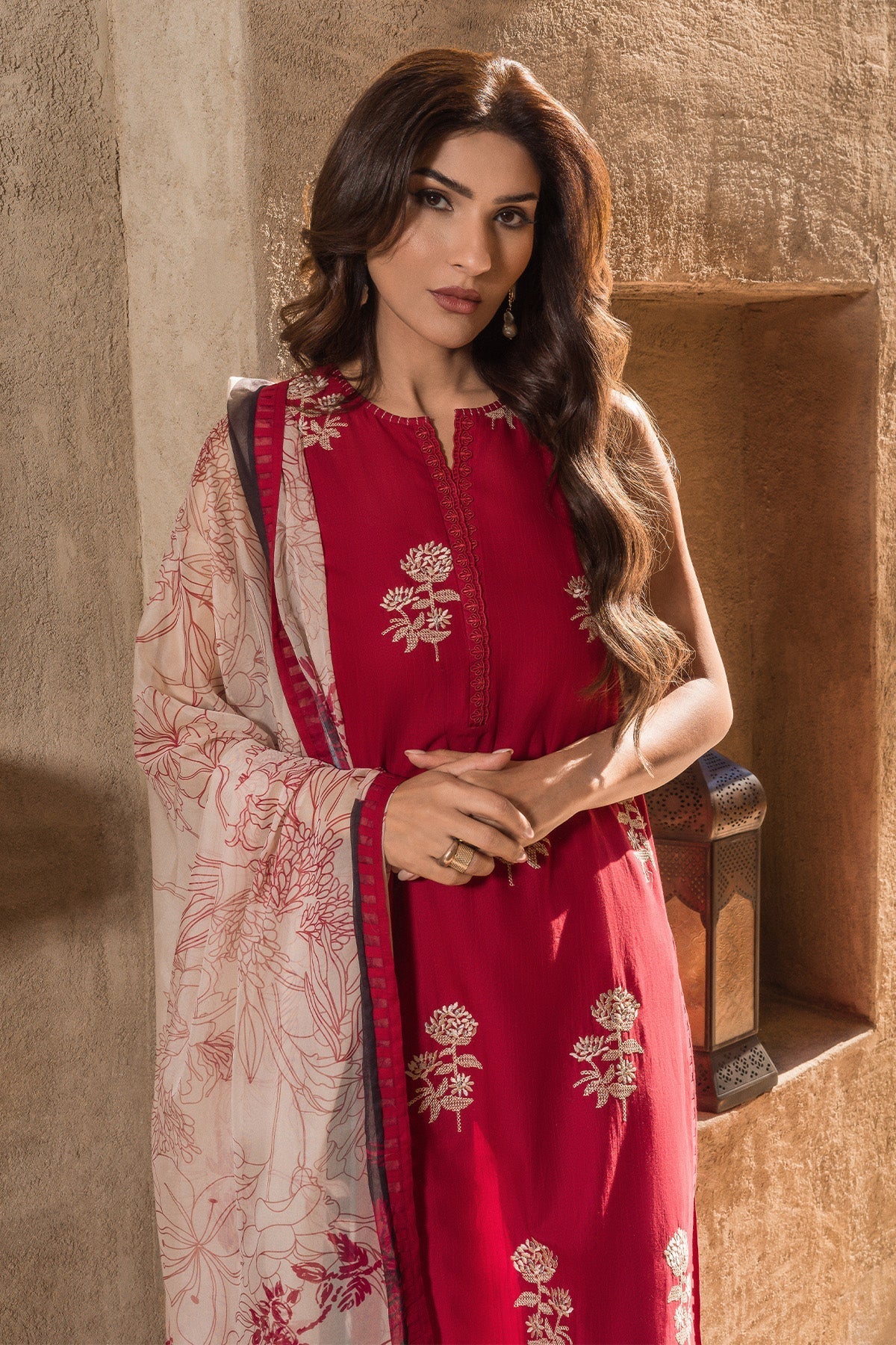 Sahar | Mirage Spring Luxury 24 | Slub Lawn 3 Piece (Embroidered) - Maria Faisal