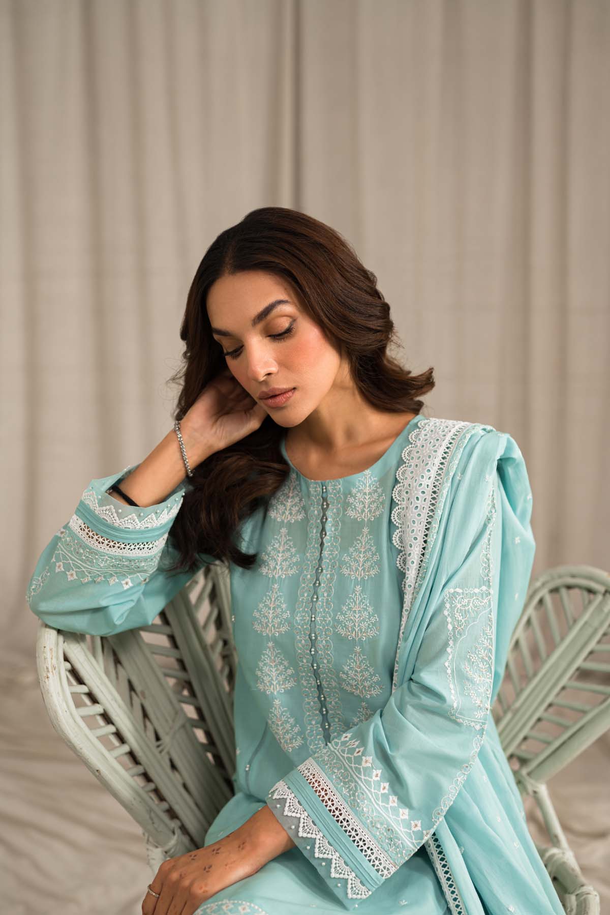 Sahar | Mirage Spring Luxury 24 | Chikankari 3 Piece - Maria Faisal