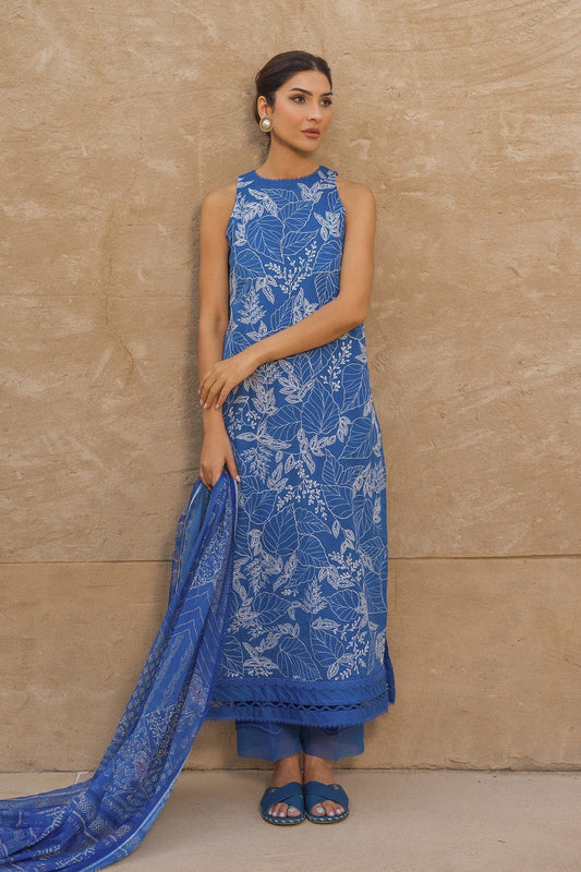 Sahar | Mirage Spring Luxury 24 | Slub Lawn 3 Piece (Embroidered) - Maria Faisal
