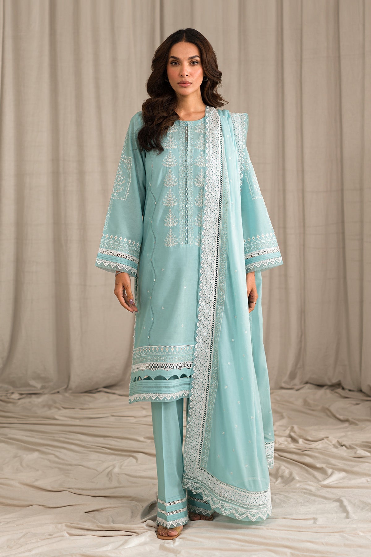 Sahar | Mirage Spring Luxury 24 | Chikankari 3 Piece - Maria Faisal