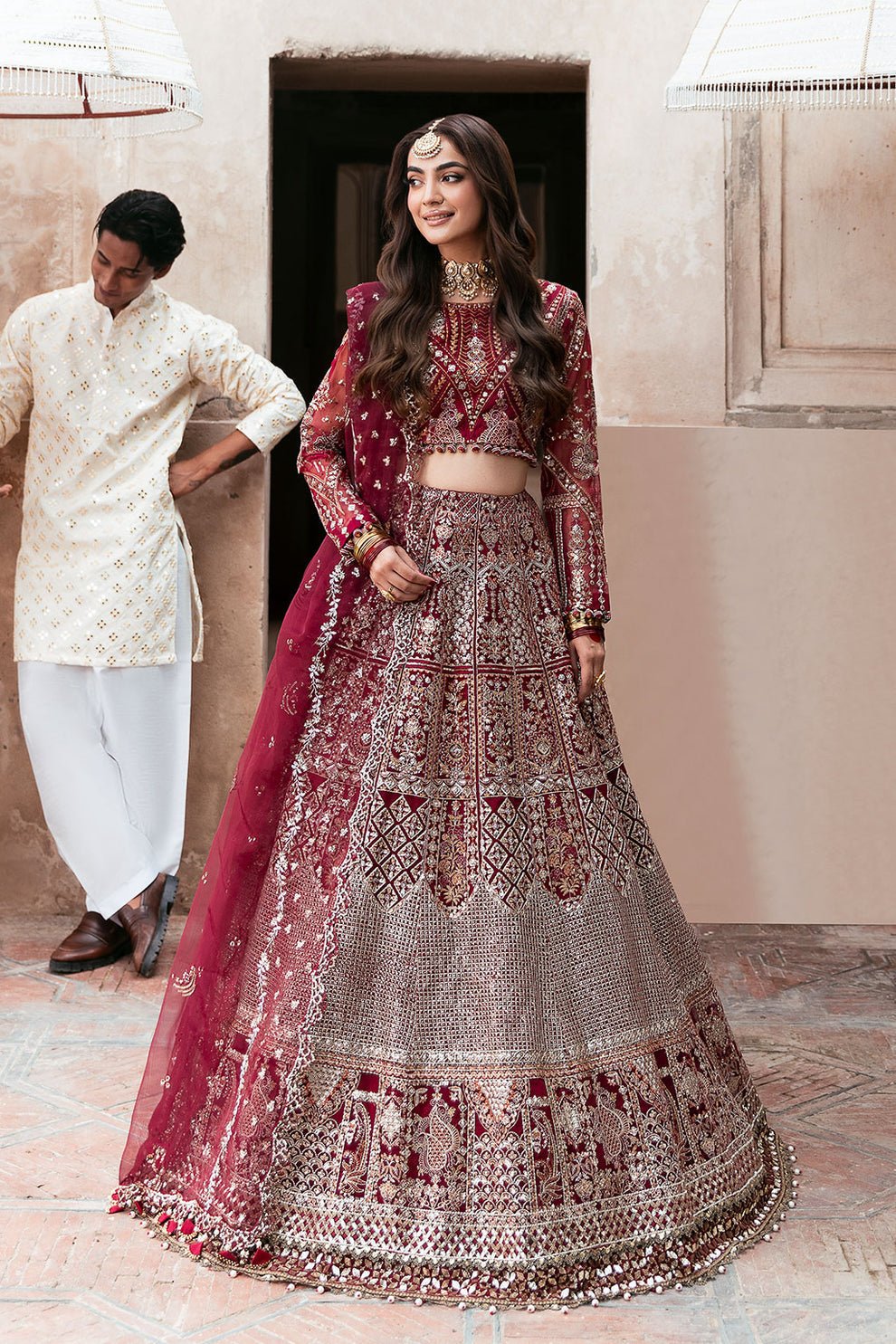 Shagna | Mehfil Festive Formals | SF - 01 - GULRUKH - is Red dress from Shagna - Ladies Clothes - Maria Faisal