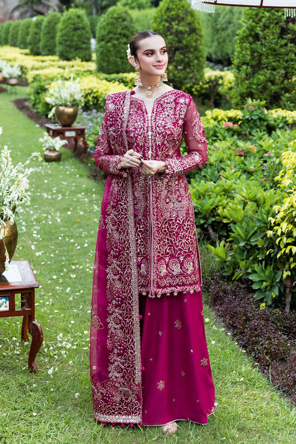 Shagna | Mehfil Festive Formals | SF - 03 - MAHER - is Deep Pink dress from Shagna - Ladies Clothes - Maria Faisal