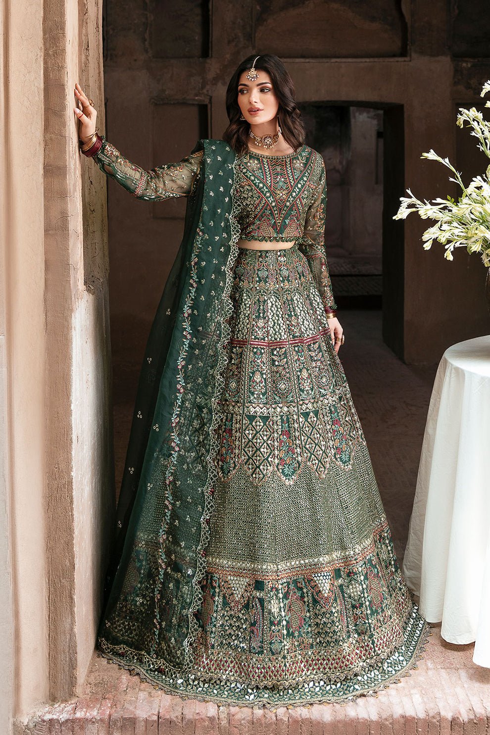 Shagna | Mehfil Festive Formals | SF - 06 - YAAD - is Green dress from Shagna - Ladies Clothes - Maria Faisal