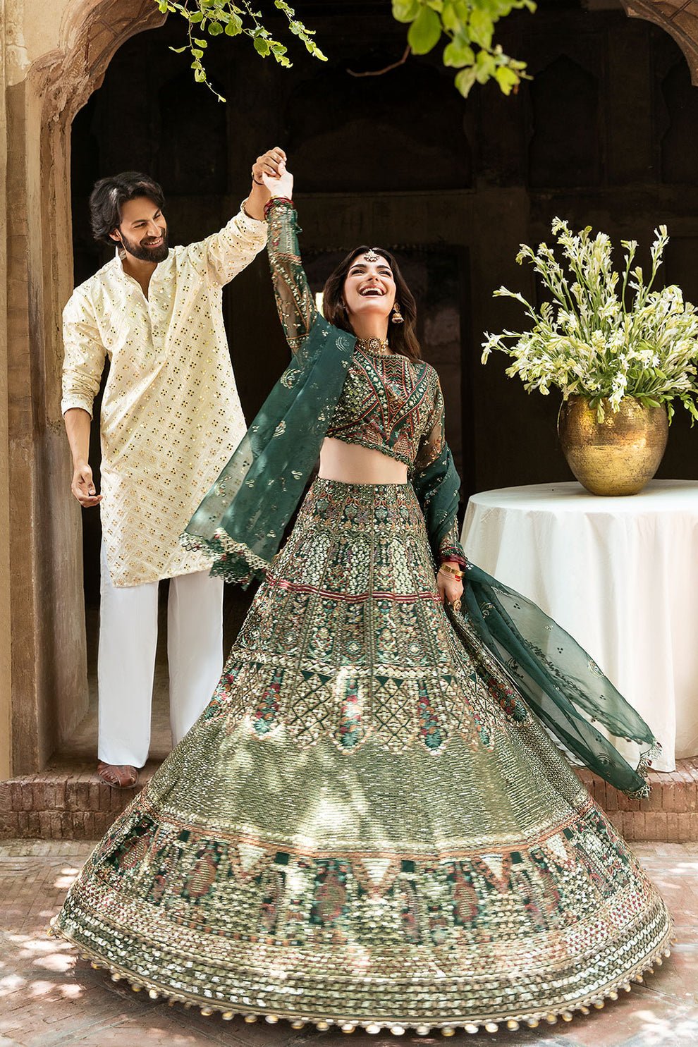 Shagna | Mehfil Festive Formals | SF - 06 - YAAD - is Green dress from Shagna - Ladies Clothes - Maria Faisal