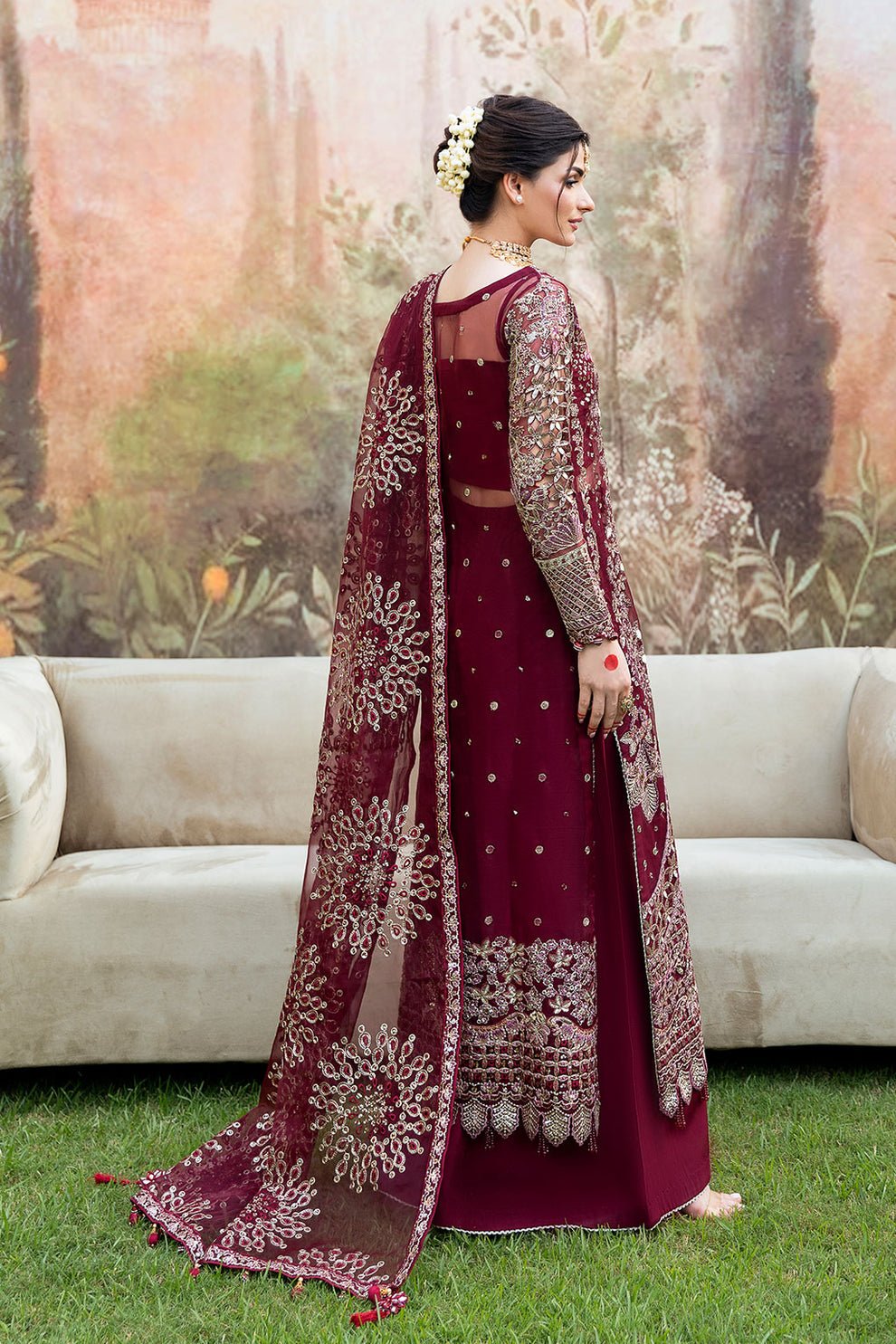 Shagna | Mehfil Festive Formals | SF - 07 - AMANAT - is Deep Maroon dress from Shagna - Ladies Clothes - Maria Faisal