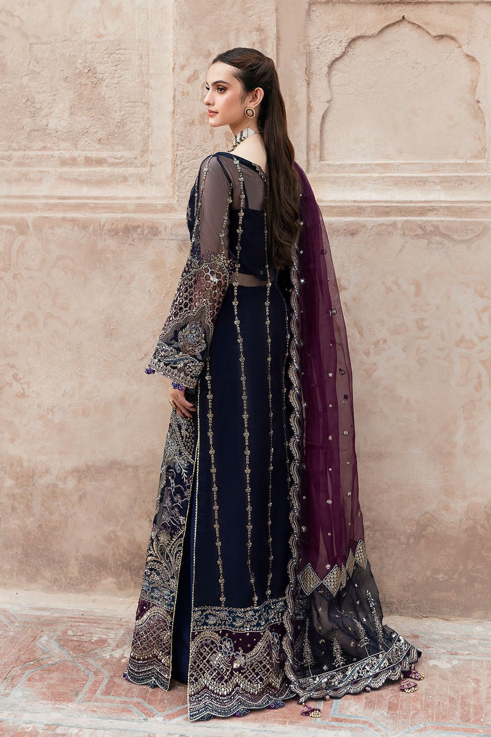 Shagna | Mehfil Festive Formals | SF - 09 - NEEL - is Deep Blue dress from Shagna - Ladies Clothes - Maria Faisal