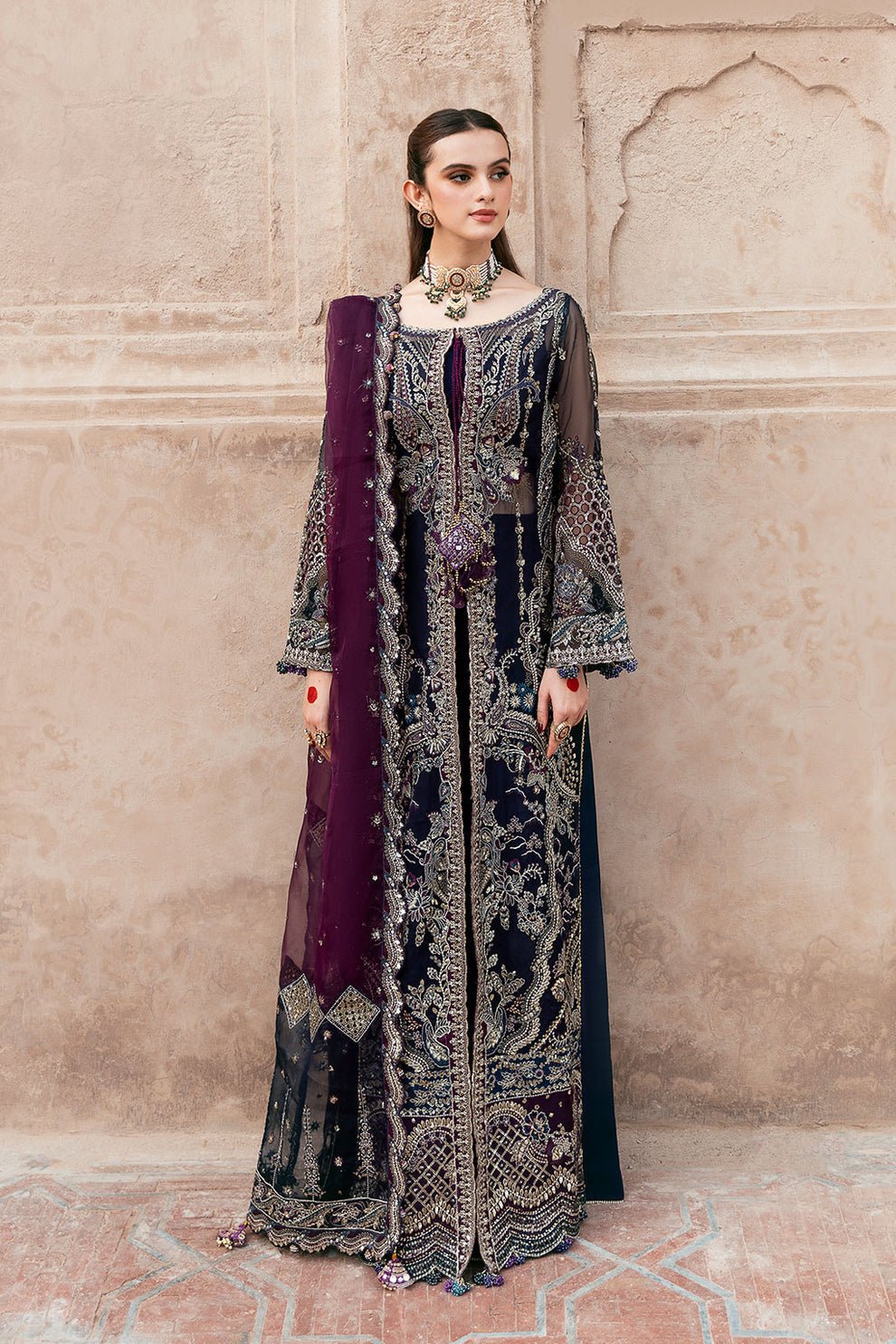 Shagna | Mehfil Festive Formals | SF - 09 - NEEL - is Deep Blue dress from Shagna - Ladies Clothes - Maria Faisal