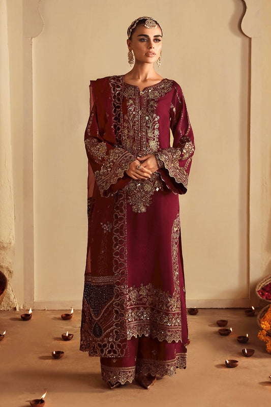 Shagna | Premium Raw Silk | Roshan S - 04 - is Maroon dress from Shagna - Ladies Clothes - Maria Faisal