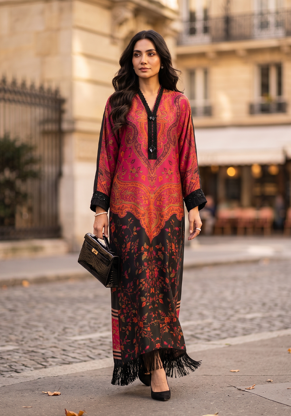 Zarqash | Silk Edit 26 | Crimson Caravan - Luxury Dress - available at Maria Faisal in UK and USA.