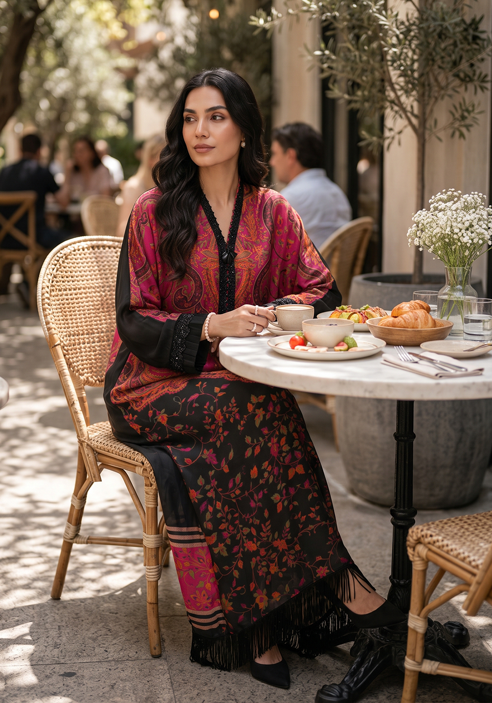 Zarqash | Silk Edit 26 | Crimson Caravan - Luxury Dress - available at Maria Faisal in UK and USA.