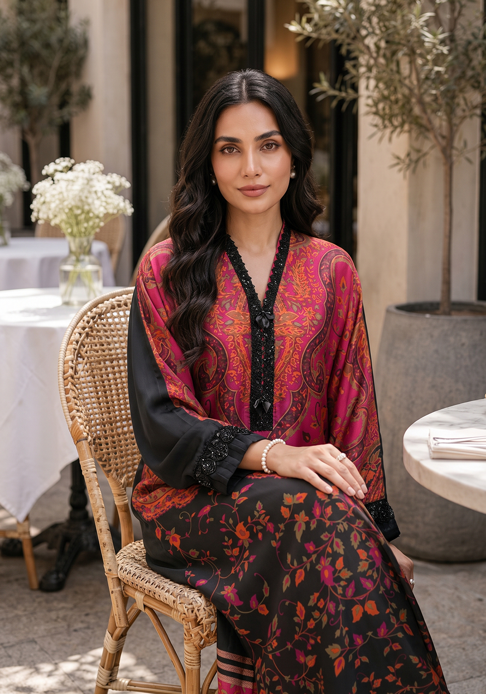Zarqash | Silk Edit 26 | Crimson Caravan - Luxury Dress - available at Maria Faisal in UK and USA.