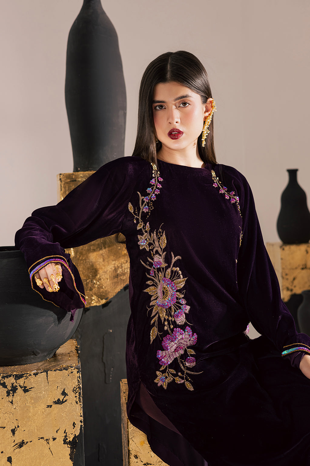 Vanya | Velvet Muse | KV-63 - Formal Dress - available at Maria Faisal in UK and USA.