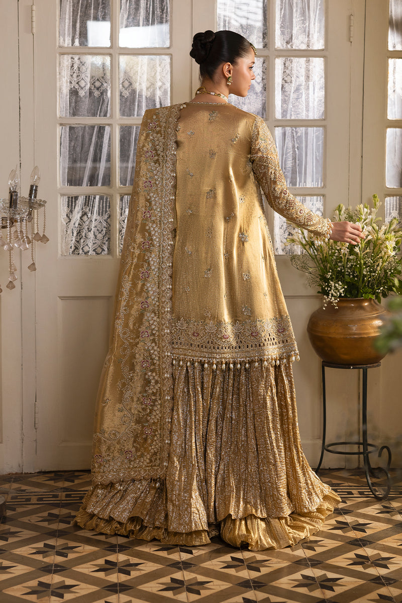 Afrozeh | Dastangoi 25 | Goldveil - Wedding Dress - available at Maria Faisal in UK and USA.