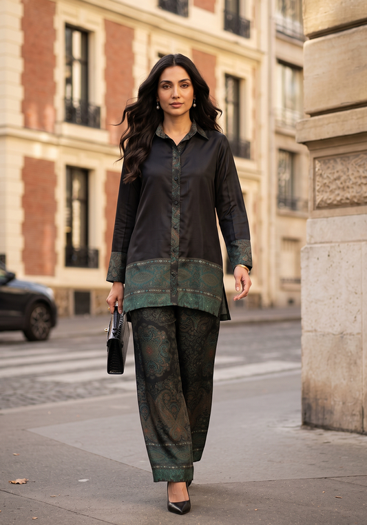 Zarqash | Silk Edit 26 | VERDANT REVERIE - Luxury Dress - available at Maria Faisal in UK and USA.