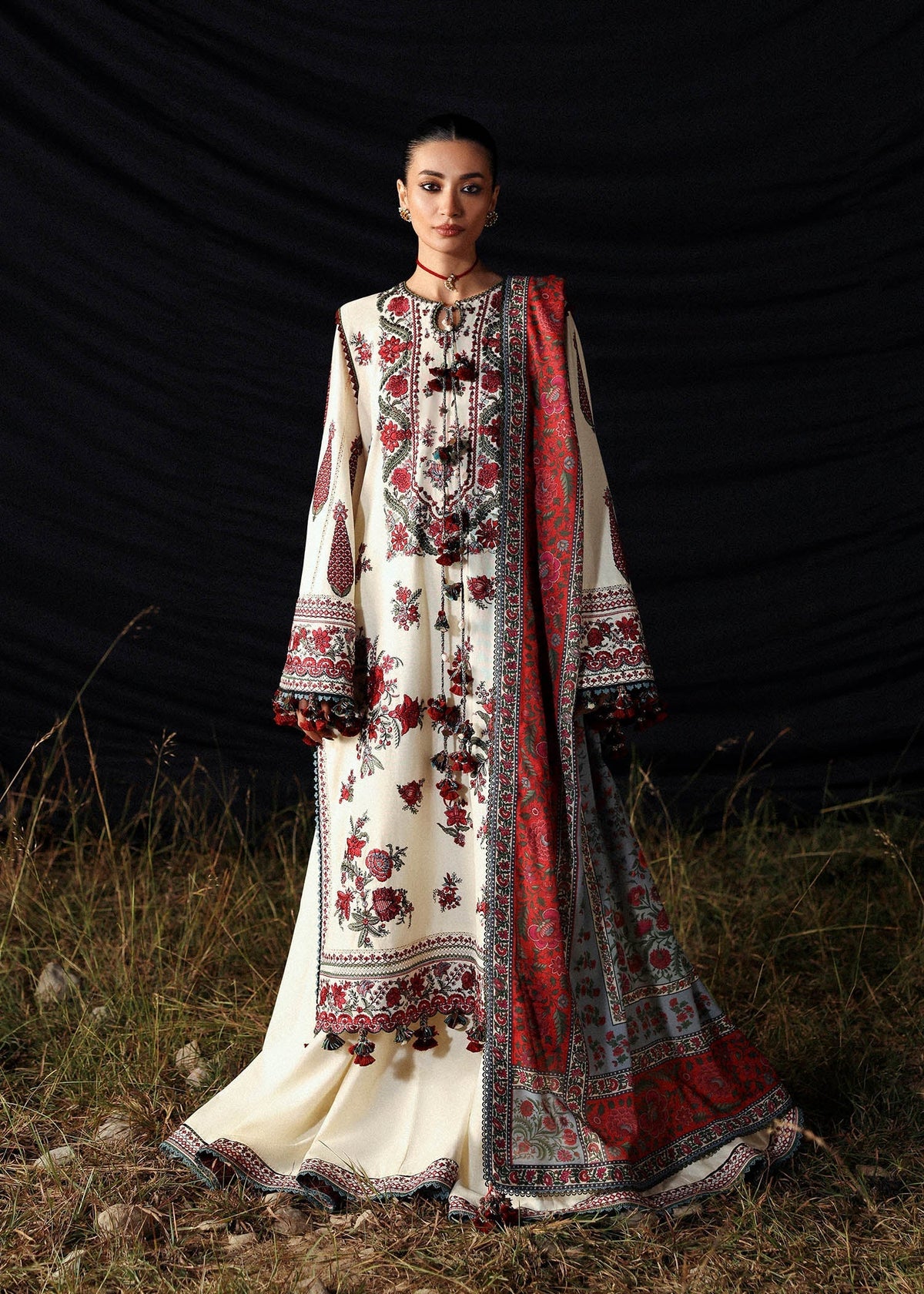 Hussain Rehar | Khaddar 25 | Gulban - Casual Dress - available at Maria Faisal in UK and USA.