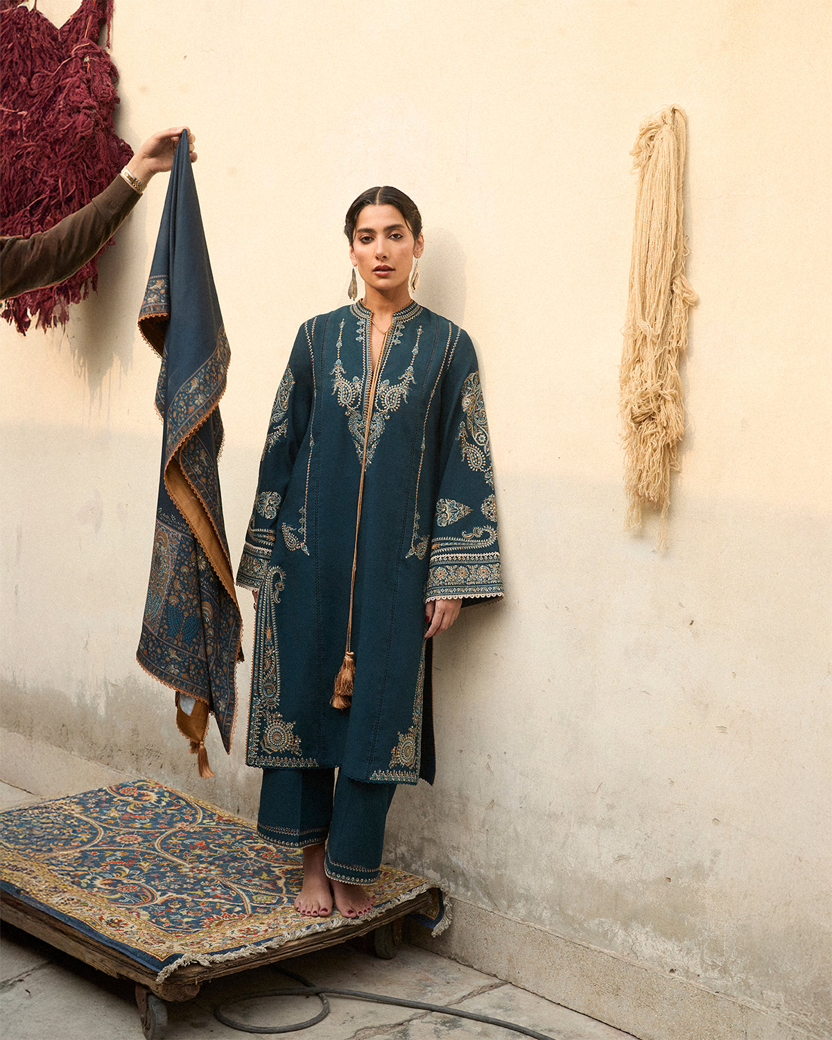 Jugnu | Karandi 25 | Niva - Luxury Dress - available at Maria Faisal in UK and USA.
