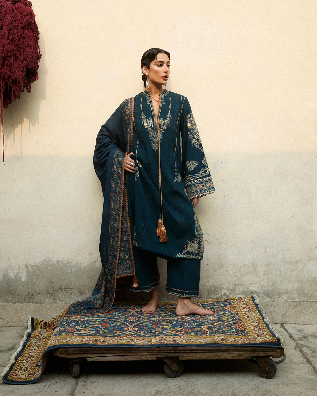 Jugnu | Karandi 25 | Niva - Luxury Dress - available at Maria Faisal in UK and USA.
