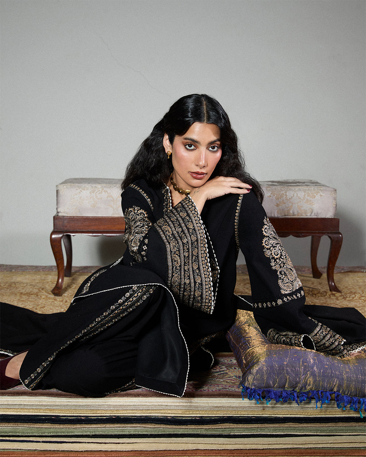 Jugnu | Karandi 25 | Tila - Luxury Dress - available at Maria Faisal in UK and USA.