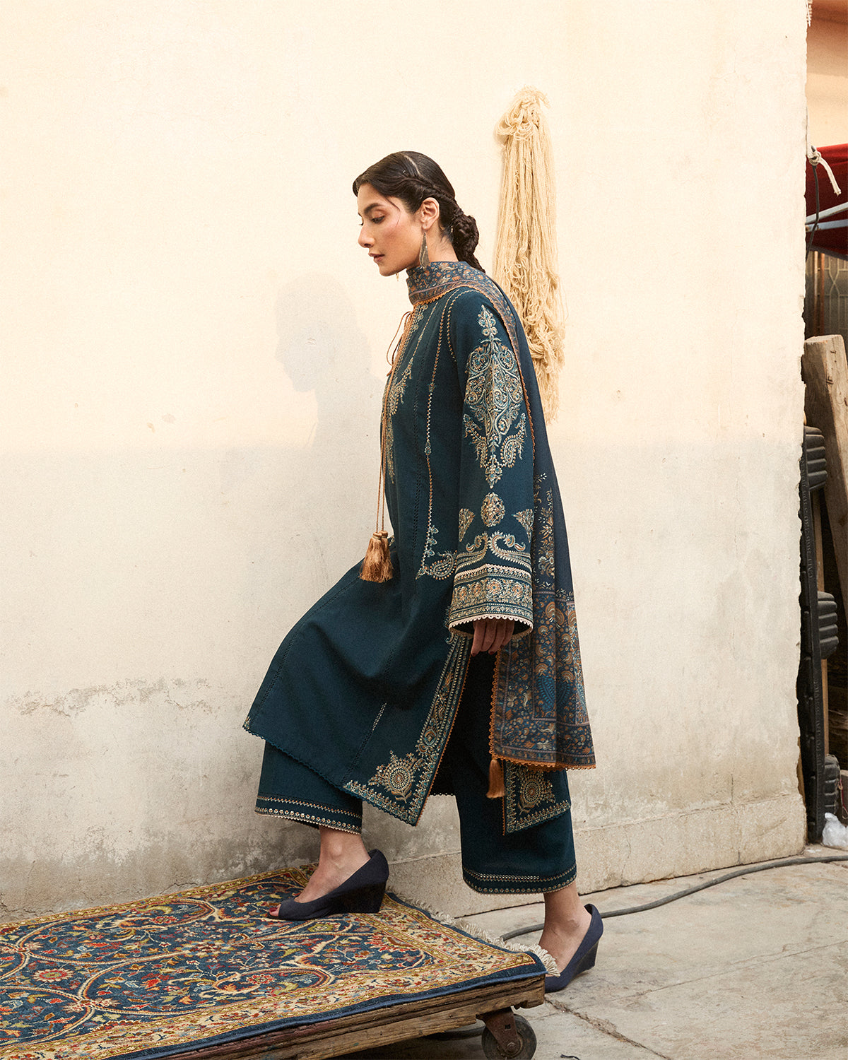 Jugnu | Karandi 25 | Niva - Luxury Dress - available at Maria Faisal in UK and USA.
