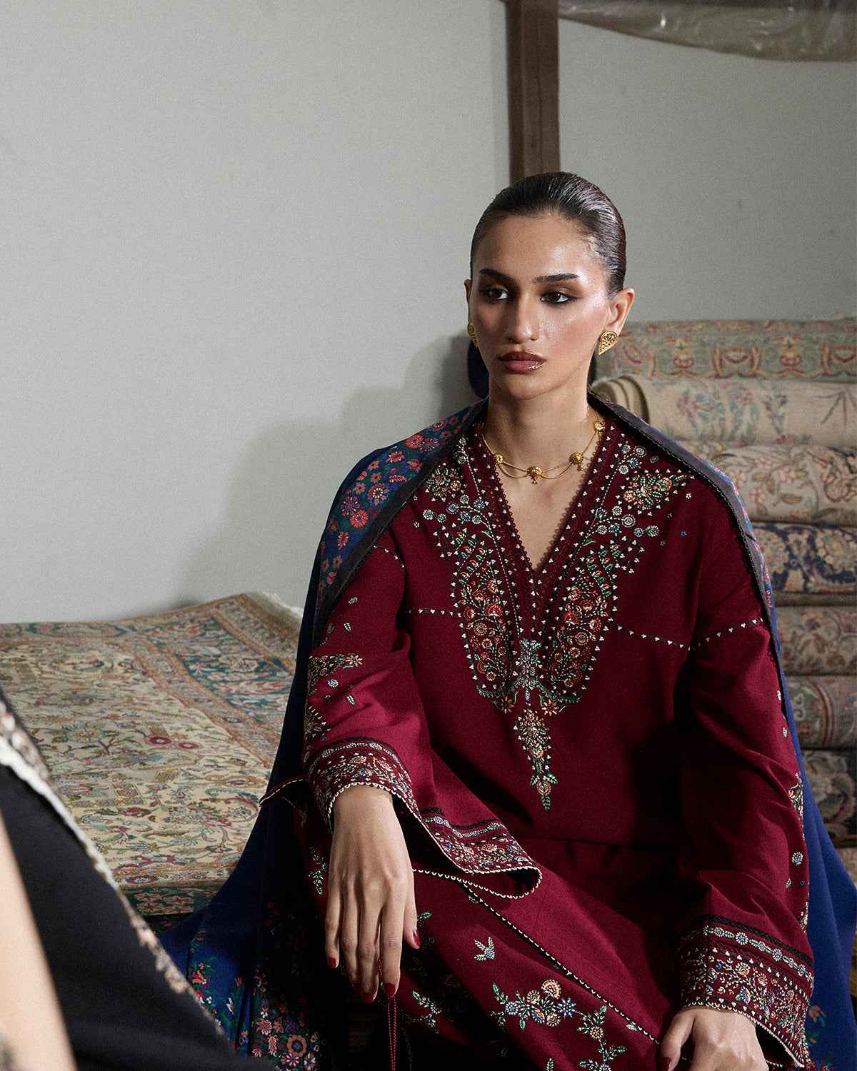 Jugnu | Karandi 25 | Hasti - Luxury Dress - available at Maria Faisal in UK and USA.