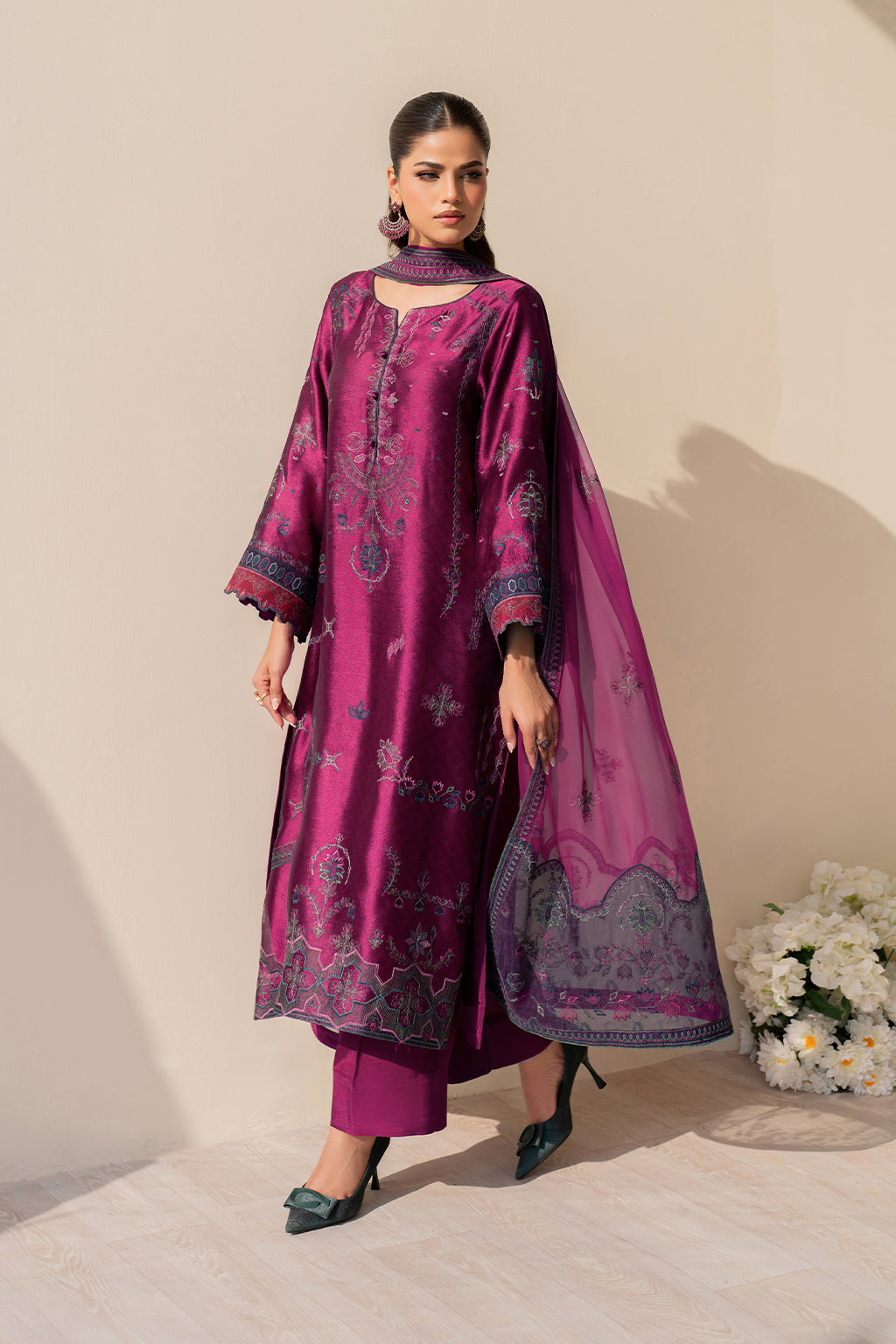 Iznik | Festive Formal | UE-436 Embroidered Pure silk - Ladies Clothes - Maria Faisal