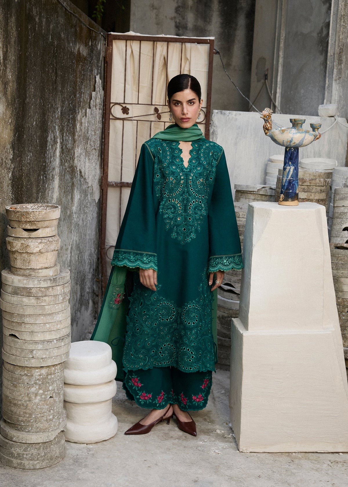 Hussain Rehar | Khaddar Pret 25 |JHEEL - Luxury Dress - available at Maria Faisal in UK and USA.