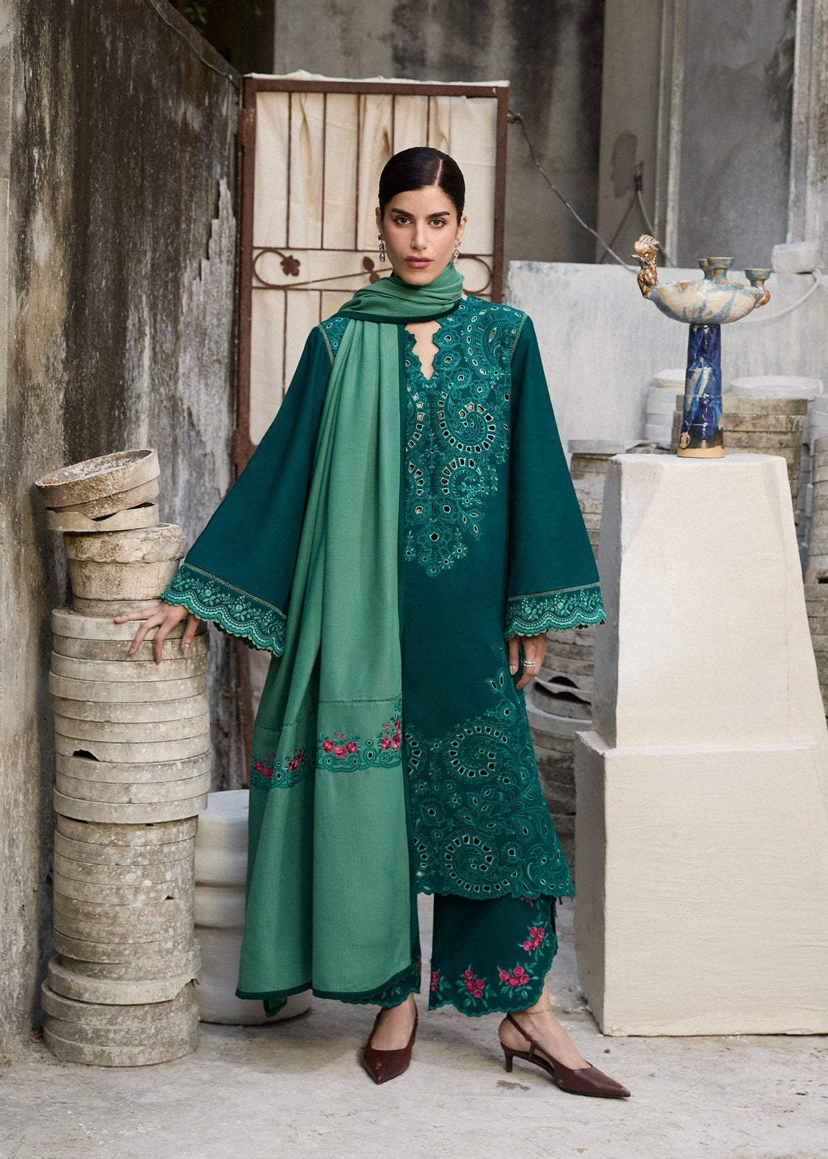 Hussain Rehar | Khaddar Pret 25 |JHEEL - Luxury Dress - available at Maria Faisal in UK and USA.