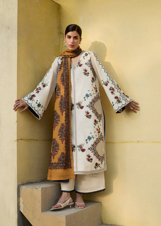 Hussain Rehar | Khaddar Pret 25 | LAYLA - Luxury Dress - available at Maria Faisal in UK and USA.