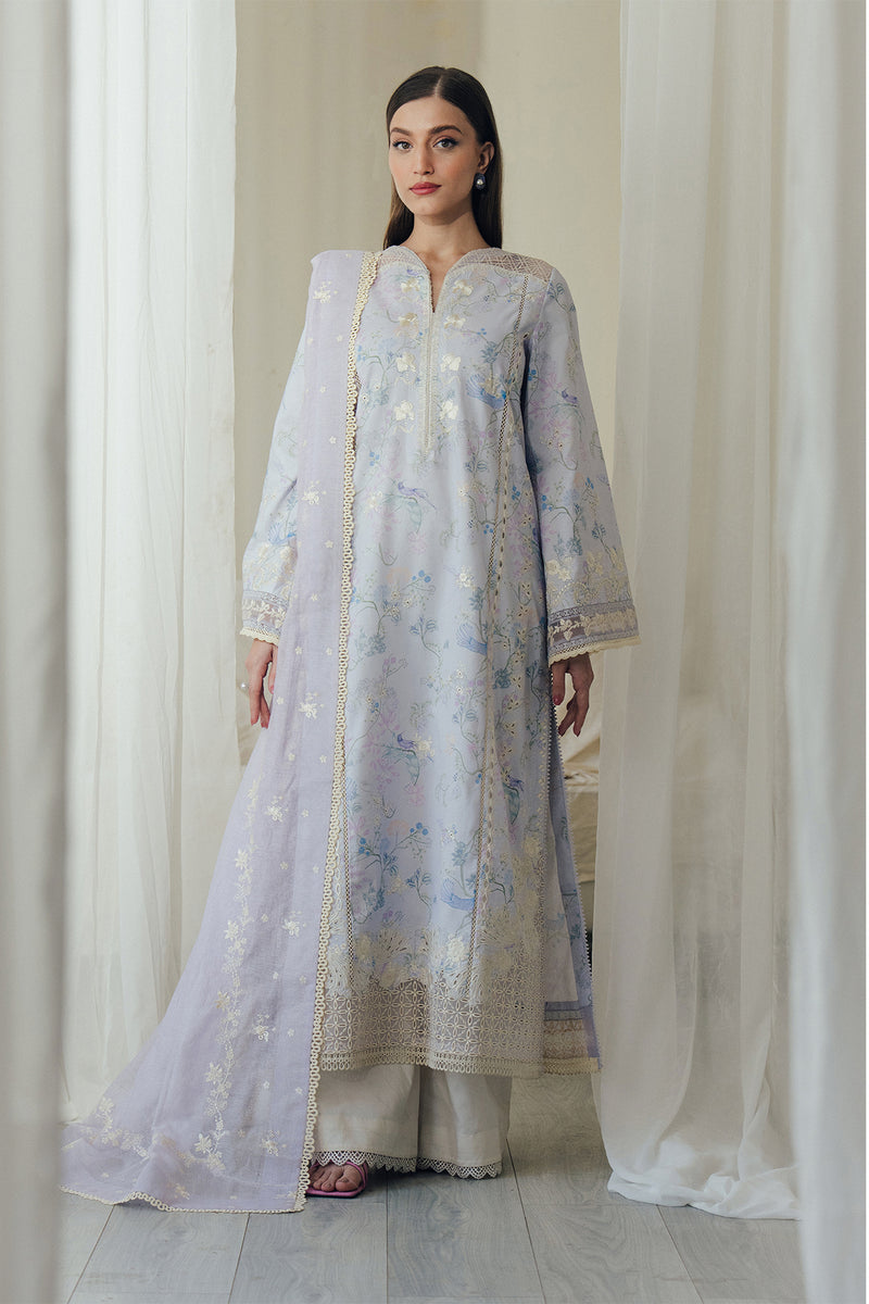 Afrozeh | Day Break 26 | DoveMist - Luxury Dress - available at Maria Faisal in UK and USA.