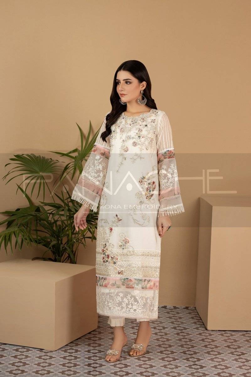 Panache | Pret | White Florence by Maria Faisal - Registered Vendor of : Panache By Mona - type : Ladies Clothes - 100% original wedding dresses