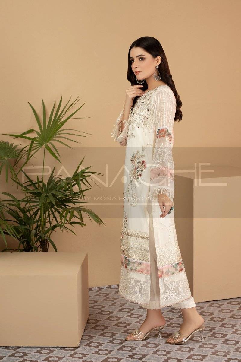 Panache | Pret | White Florence by Maria Faisal - Registered Vendor of : Panache By Mona - type : Ladies Clothes - 100% original wedding dresses