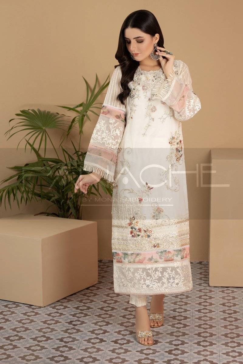 Panache | Pret | White Florence by Maria Faisal - Registered Vendor of : Panache By Mona - type : Ladies Clothes - 100% original wedding dresses