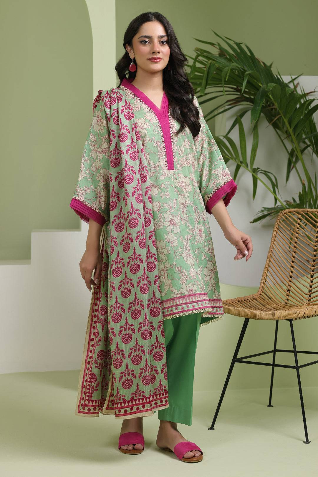Zellbury | Unstitched 3 Piece Lawn | Shirt Shalwar Dupatta - 1502 by Maria Faisal - Registered Vendor of : Zellbury Women - type : Essential Unstitched - 100% original wedding dresses
