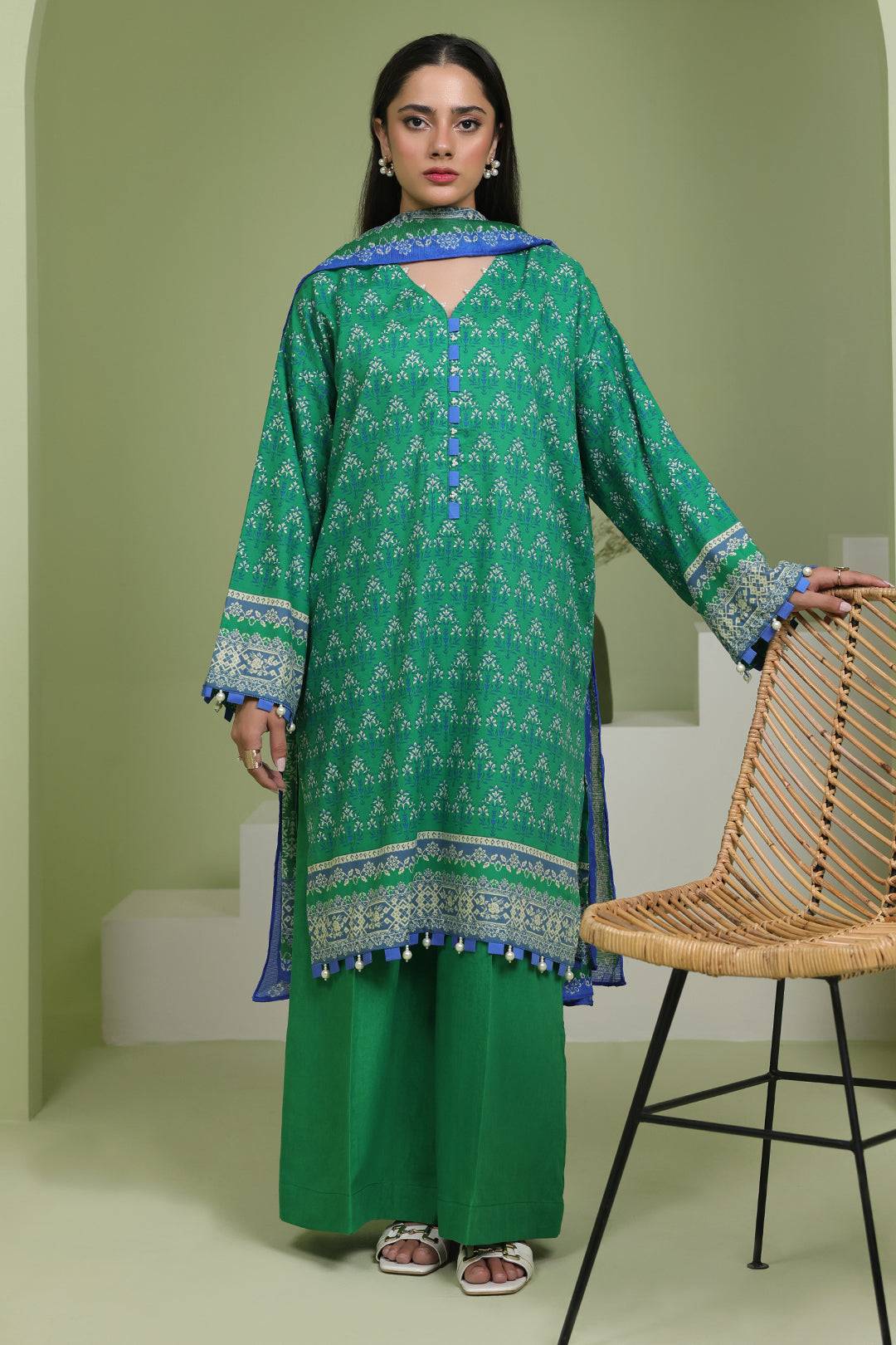 Zellbury | Unstitched 3 Piece Lawn | Shirt Shalwar Dupatta - 1697 by Maria Faisal - Registered Vendor of : Zellbury Women - type : Essential Unstitched - 100% original wedding dresses