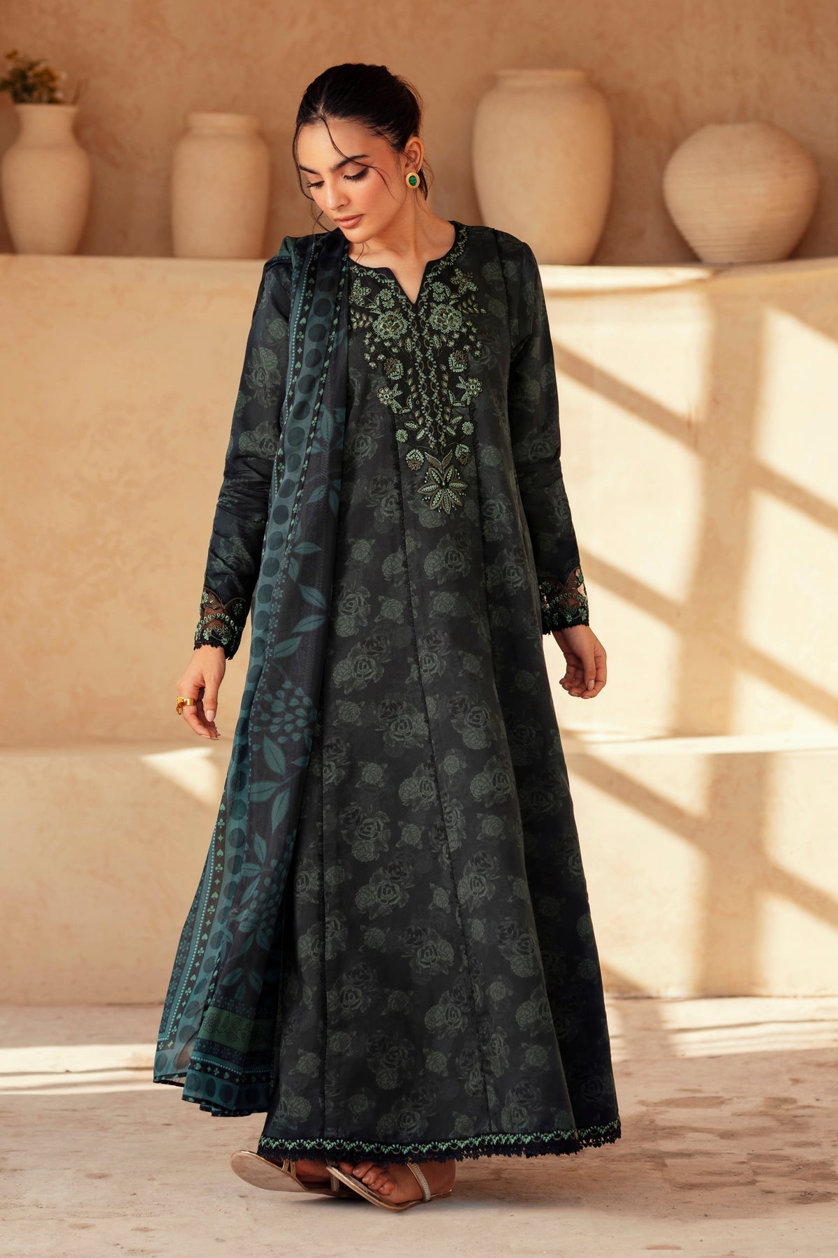 Xenia Formals | Autumn Refresh | EMBER - is Bottle Green dress from Xenia Formals - Ladies Clothes - Maria Faisal
